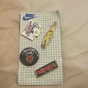 Nike stranger things Enamel Pin Set with Hellfire Club & Vintage Logos